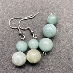 Aquamarine Earring and Pendant Set Stone Beaded